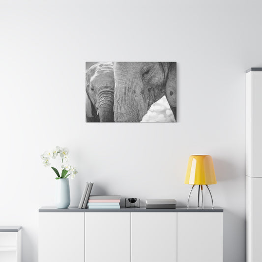 🐘 Face to Face – Elephant Mom & Calf Canvas Print