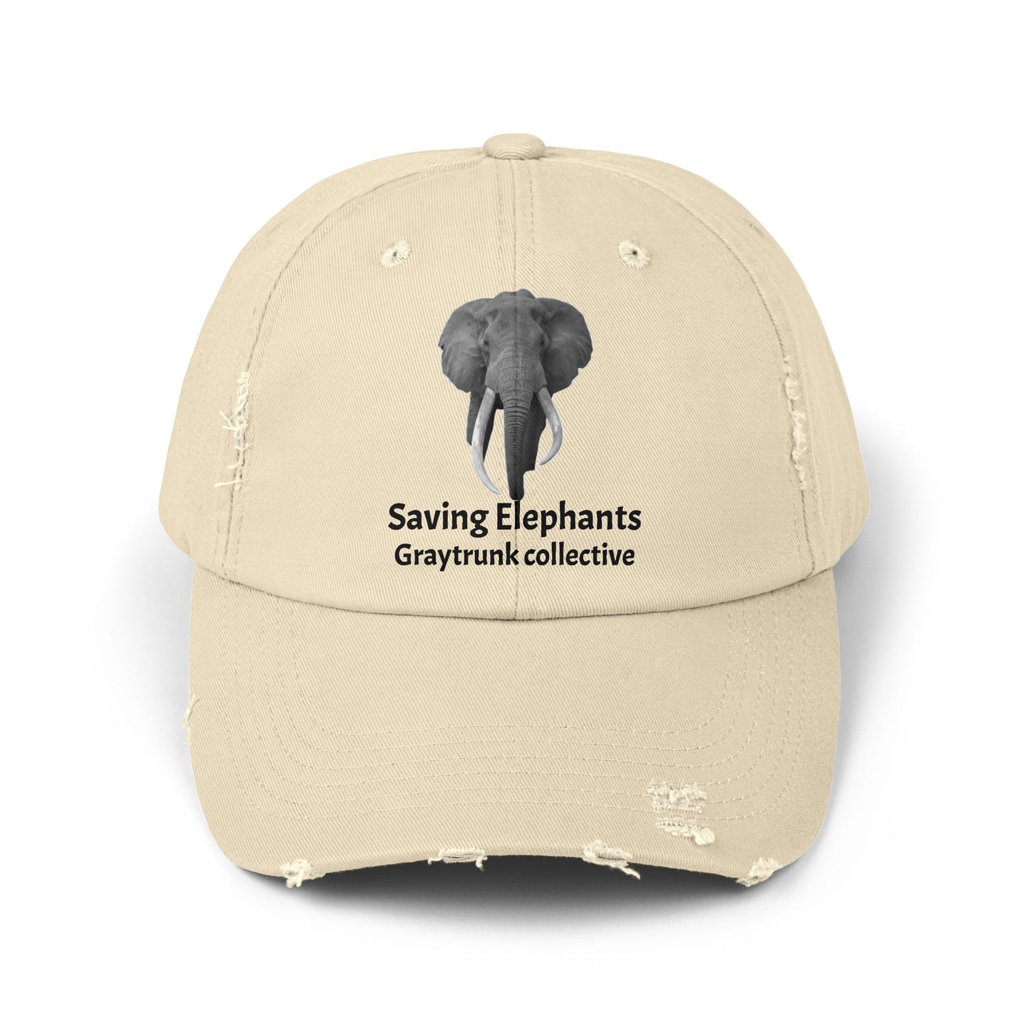🐘 GrayTrunk Distressed Ball Cap – Protect the Giants, Wear the Cause