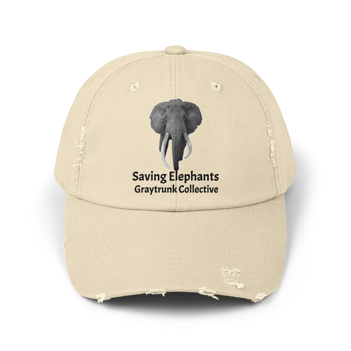 🐘 GrayTrunk Distressed Ball Cap – Protect the Giants, Wear the Cause