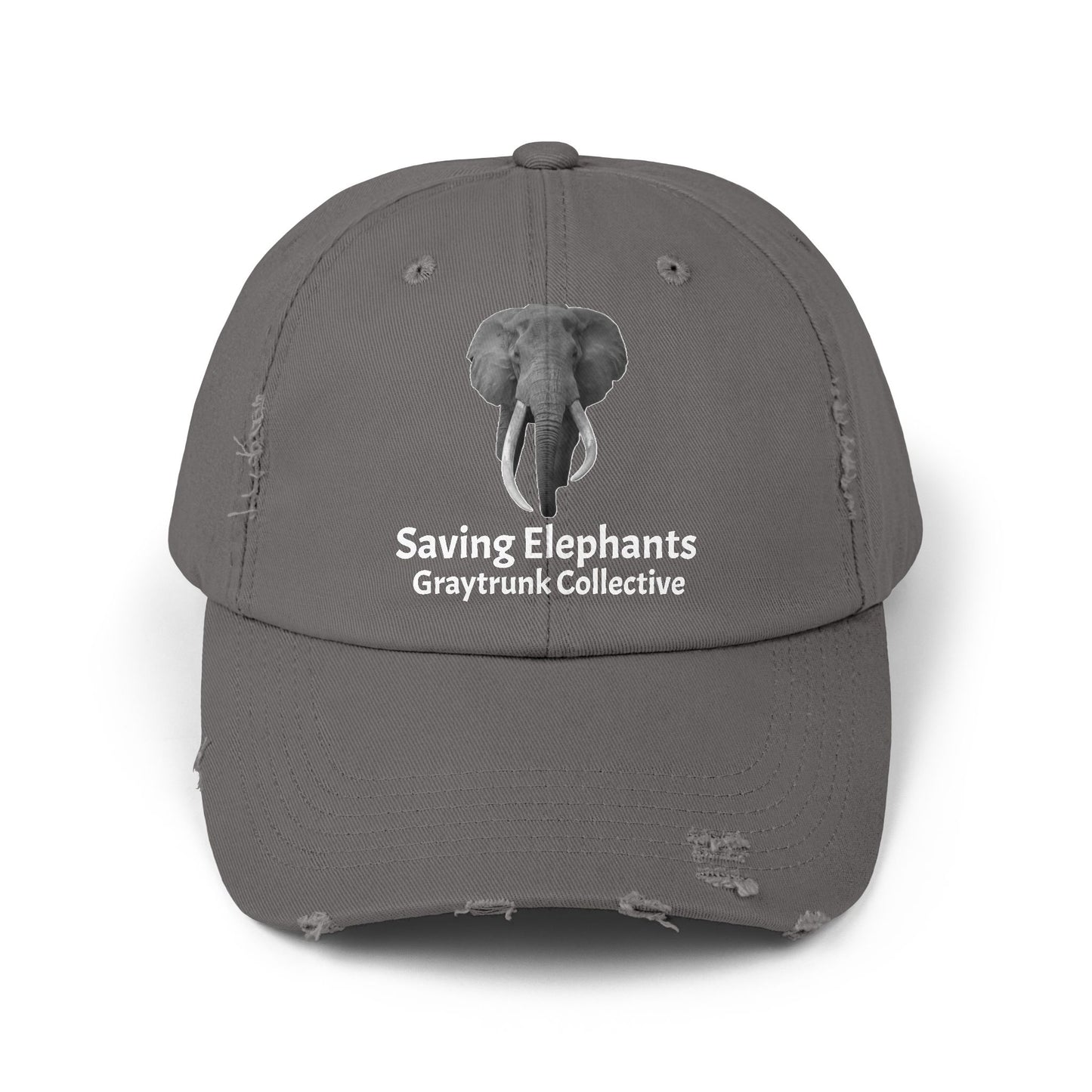 🐘 GrayTrunk Distressed Ball Cap – Protect the Giants, Wear the Cause