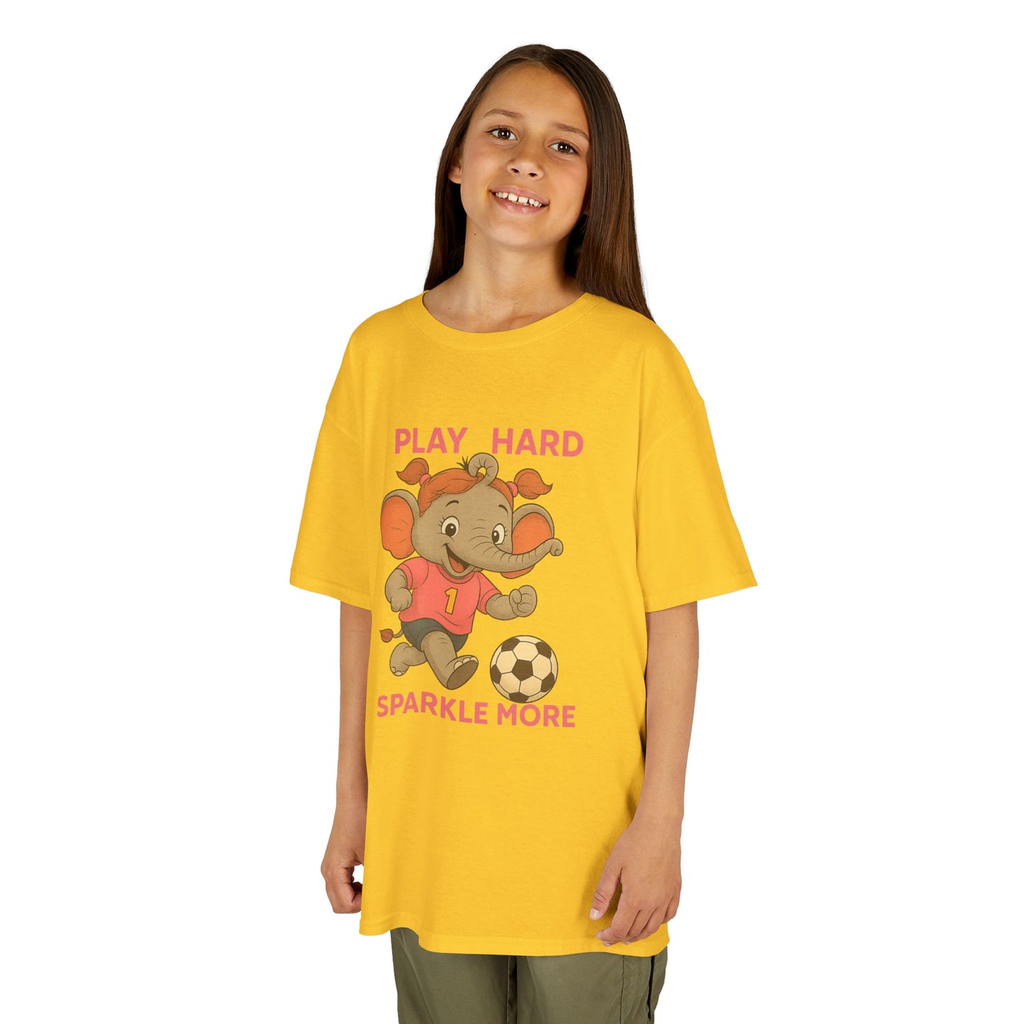 Score Big Style Points with Our Girls’ Elephant Soccer Tee! ⚽🐘