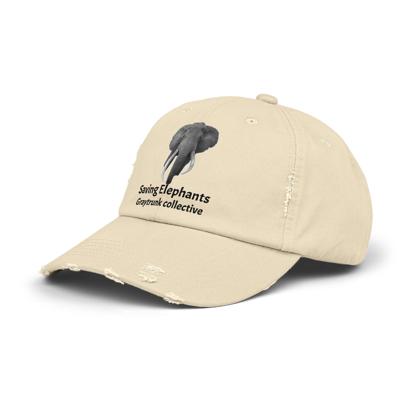 🐘 GrayTrunk Distressed Ball Cap – Protect the Giants, Wear the Cause