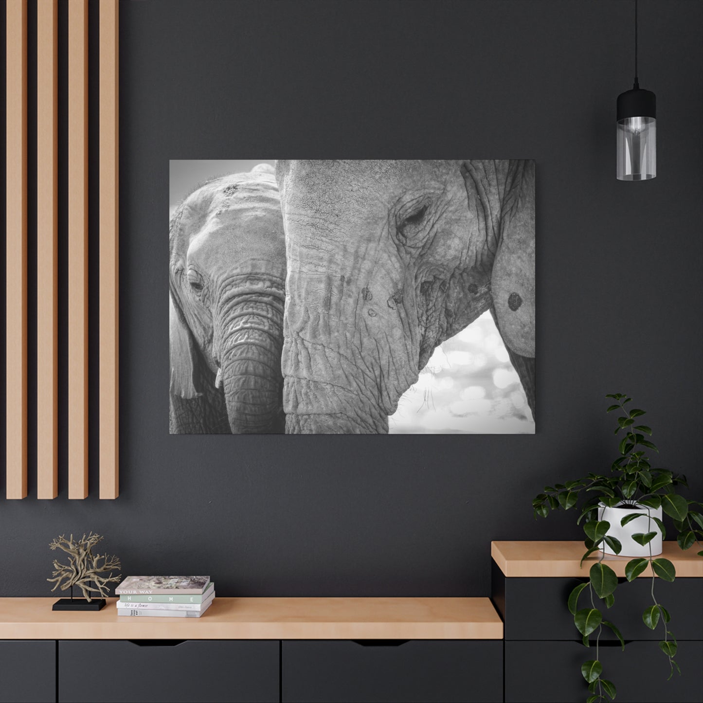 🐘 Face to Face – Elephant Mom & Calf Canvas Print
