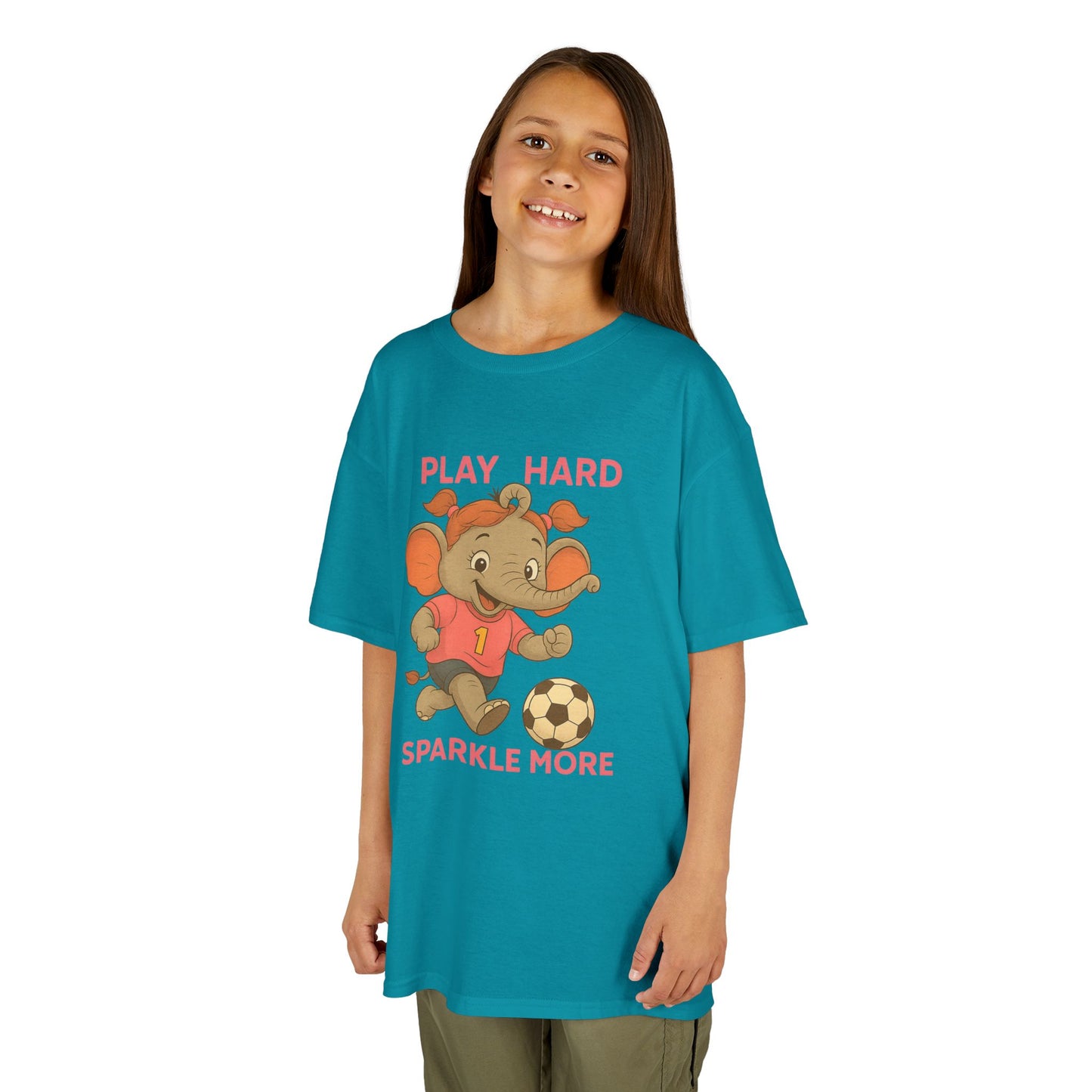 Score Big Style Points with Our Girls’ Elephant Soccer Tee! ⚽🐘