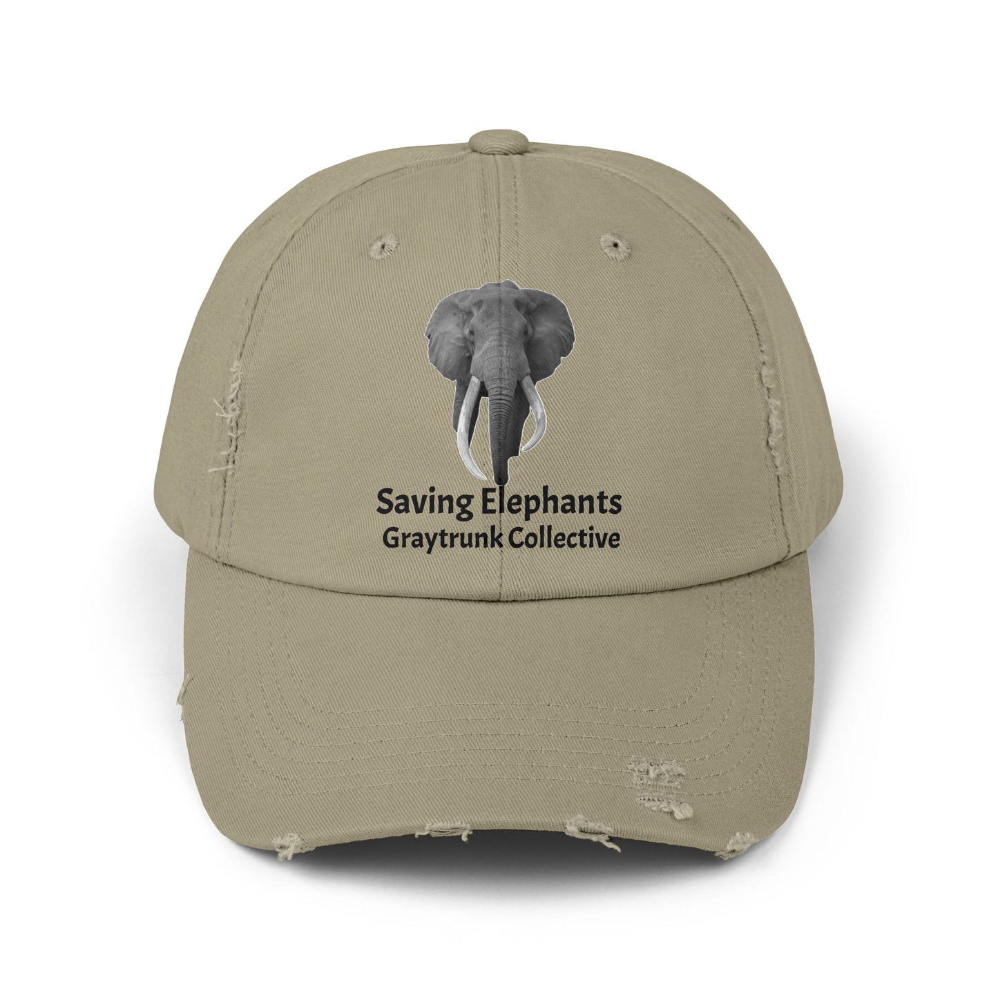🐘 GrayTrunk Distressed Ball Cap – Protect the Giants, Wear the Cause