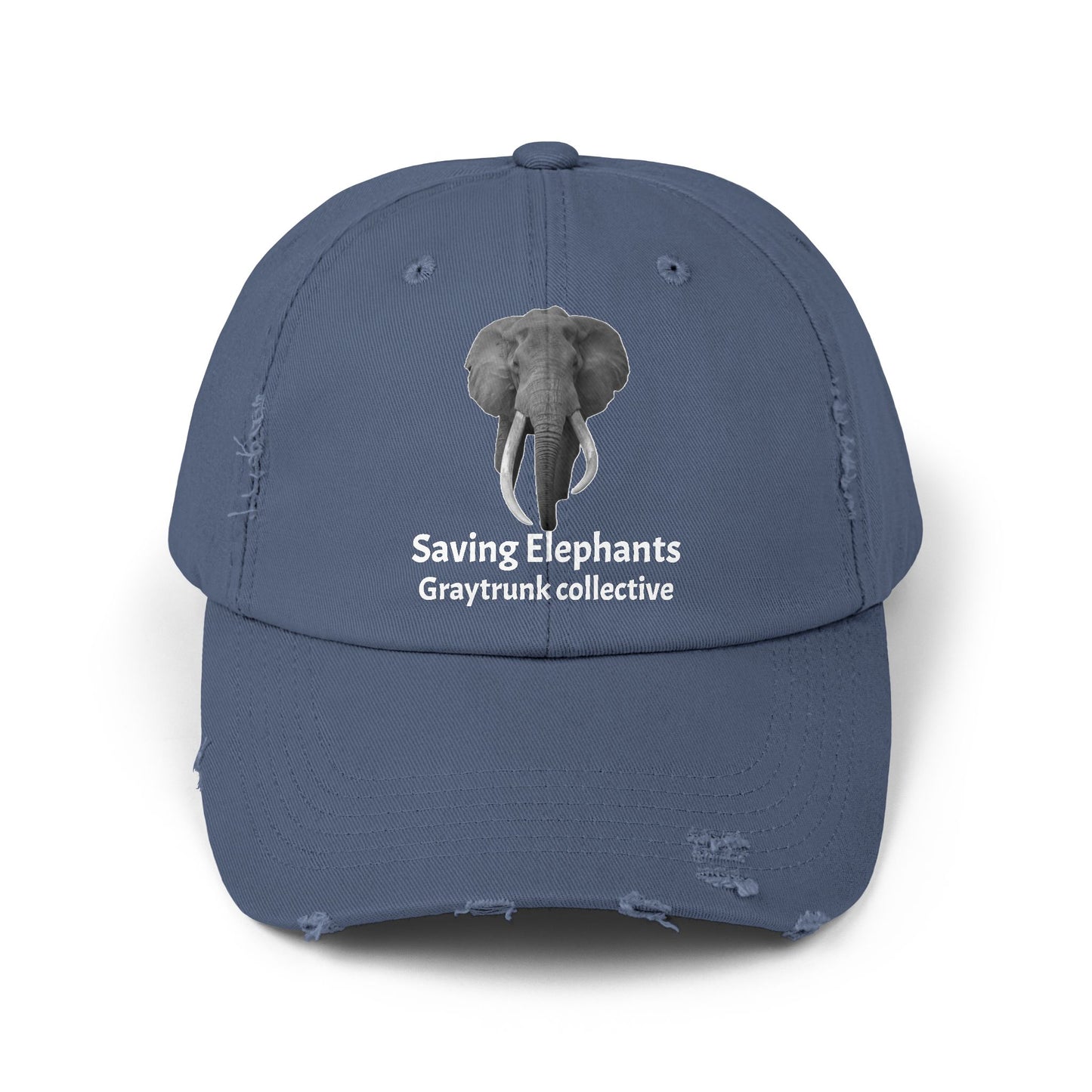 🐘 GrayTrunk Distressed Ball Cap – Protect the Giants, Wear the Cause